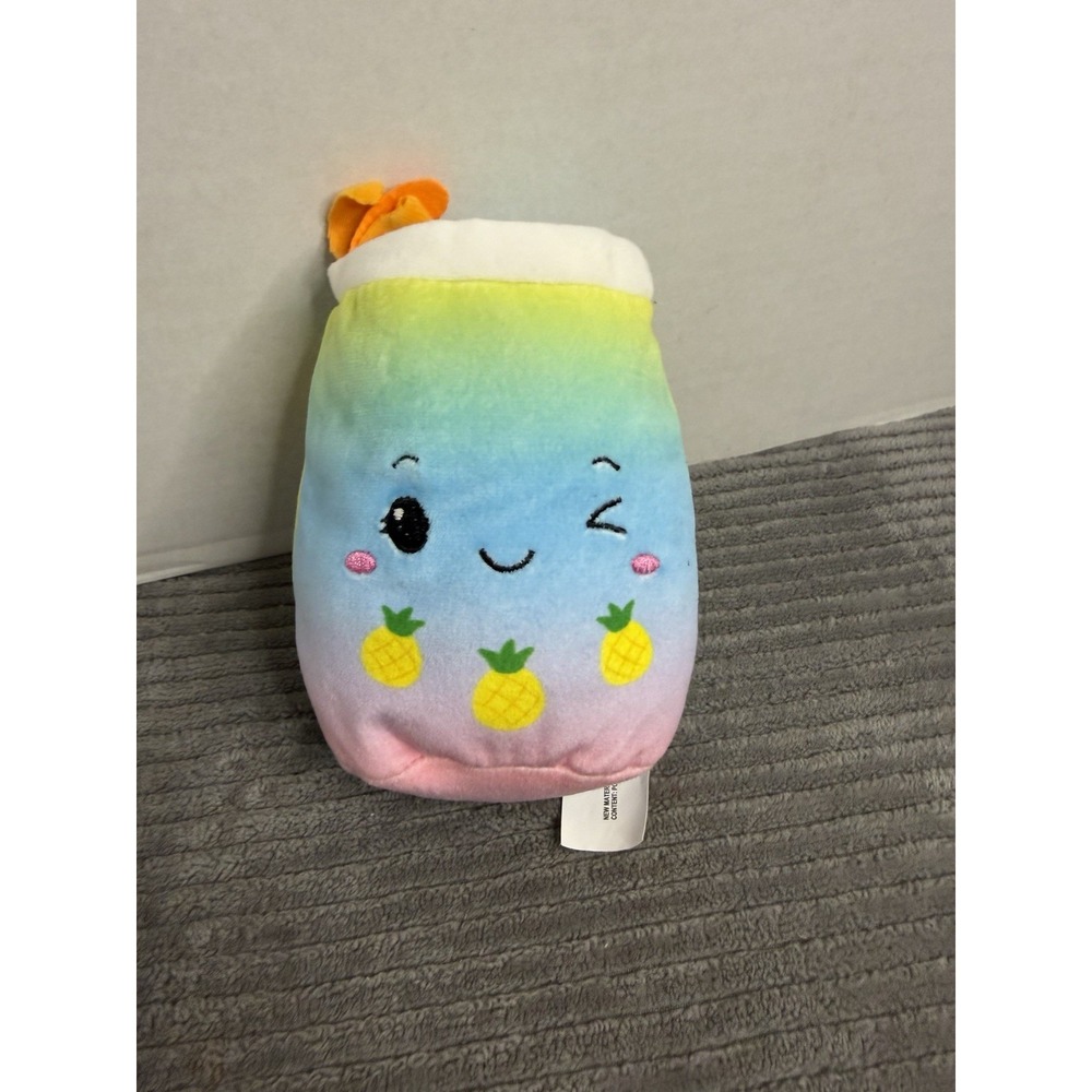 pastel rainbow boba tea plush toy